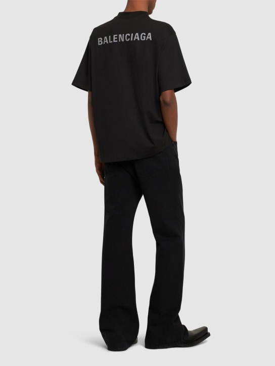 Balenciaga: T-Shirt aus Baumwolle mit Logo - Schwarz Verblas - men_1 | Luisa Via Roma