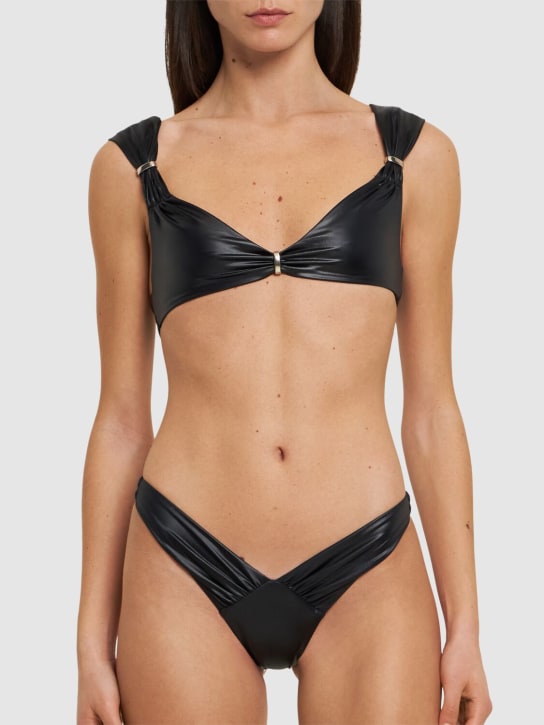 Dsquared2: Slip bikini in Lycra drapeggiato - Nero - women_1 | Luisa Via Roma