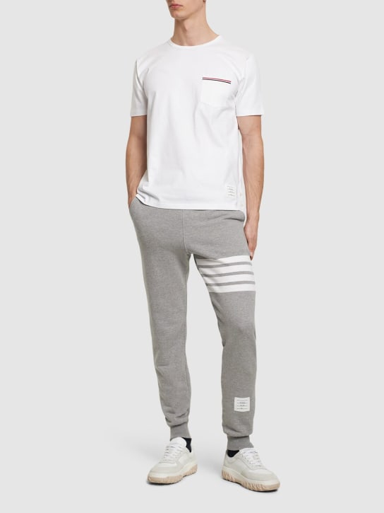 Thom Browne: Striped pocket cotton t-shirt - Beyaz - men_1 | Luisa Via Roma