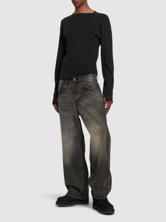 Jaded London: Faded studded baggy jeans - Washed Black - men_1 | Luisa Via Roma
