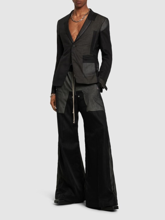 Rick Owens: Blazer en coton 73 cm - Noir - men_1 | Luisa Via Roma