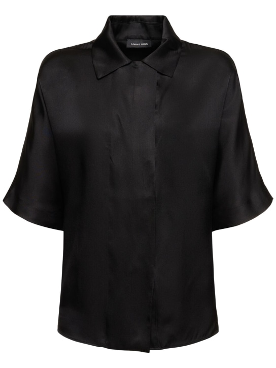ANINE BING: Camisa de seda - Negro - women_0 | Luisa Via Roma