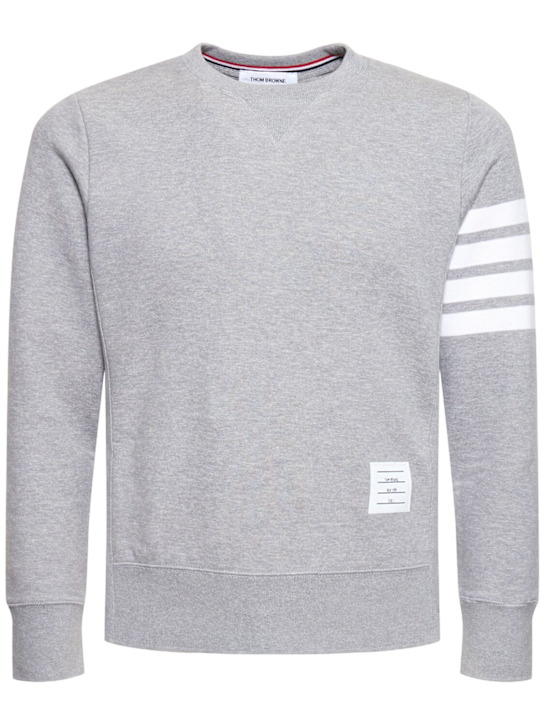 Thom Browne: Cotton jersey logo sweatshirt - Light Grey - men_0 | Luisa Via Roma