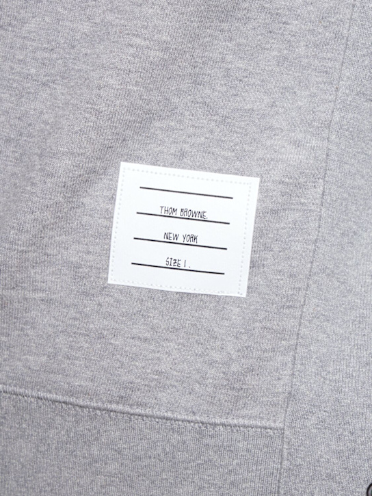 Thom Browne: Cotton jersey logo sweatshirt - Light Grey - men_3 | Luisa Via Roma