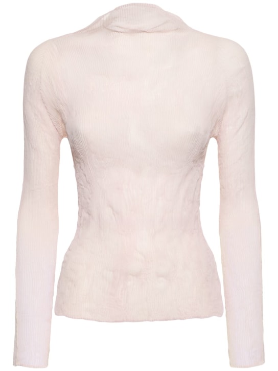 ISSEY MIYAKE: Haut en jersey de mousseline à plis - Rose - women_0 | Luisa Via Roma