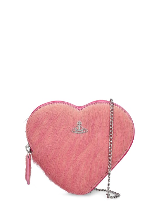 Vivienne Westwood: Heart ponyhair crossbody bag - Pembe - women_0 | Luisa Via Roma