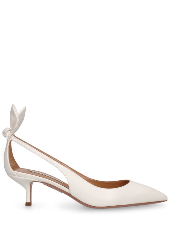 Aquazzura: 50毫米Bow Tie皮革高跟鞋 - 白色 - women_0 | Luisa Via Roma