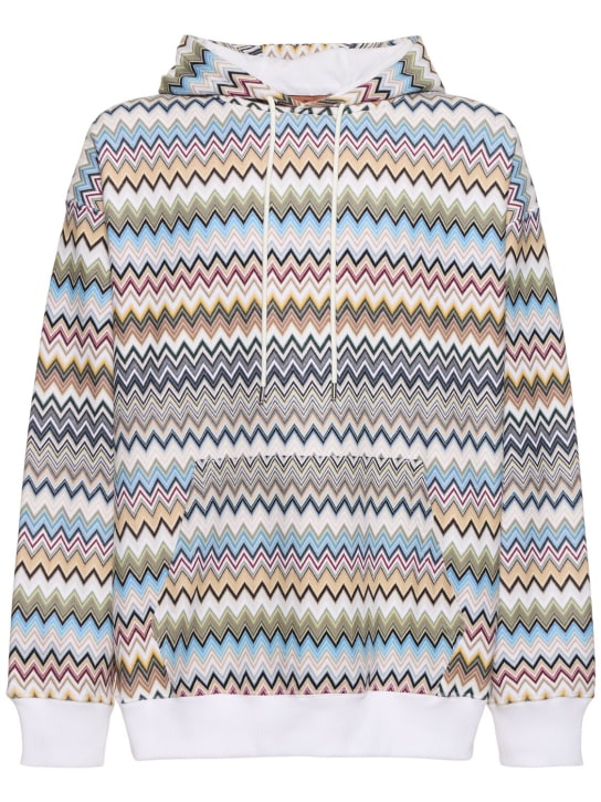 Missoni: Zig-zag striped cotton hoodie - Multicolor - men_0 | Luisa Via Roma