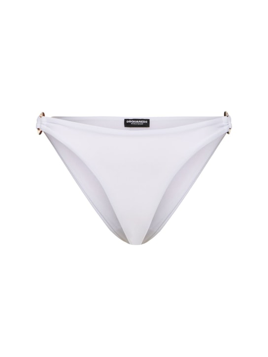 Dsquared2: Lycra bikini bottoms w/  side rings - Beyaz - women_0 | Luisa Via Roma