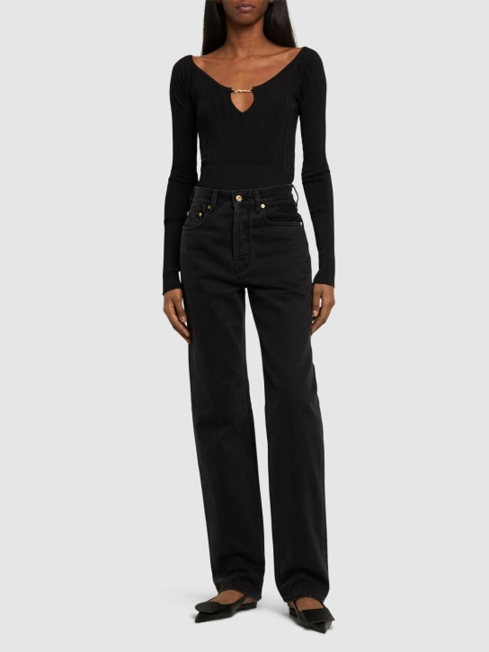 Jacquemus: Jeans de cintura alta - Negro - women_1 | Luisa Via Roma