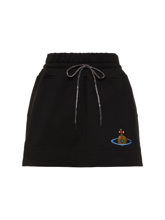 Vivienne Westwood: Boxer cotton jersey mini skirt w/logo - Black - women_0 | Luisa Via Roma