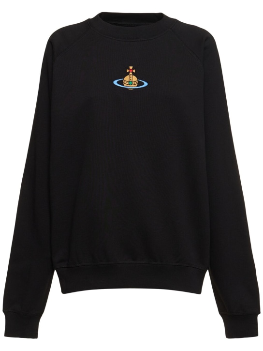 Vivienne Westwood: Raglan cotton jersey sweatshirt - Siyah - women_0 | Luisa Via Roma