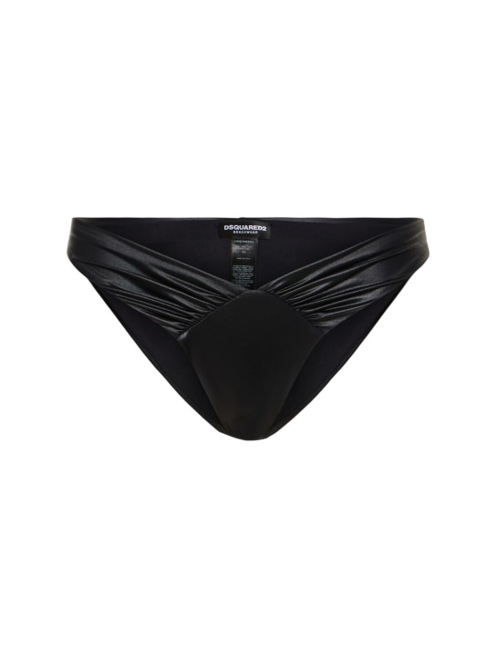 Dsquared2: Draped matte lycra bikini bottoms - Black - women_0 | Luisa Via Roma