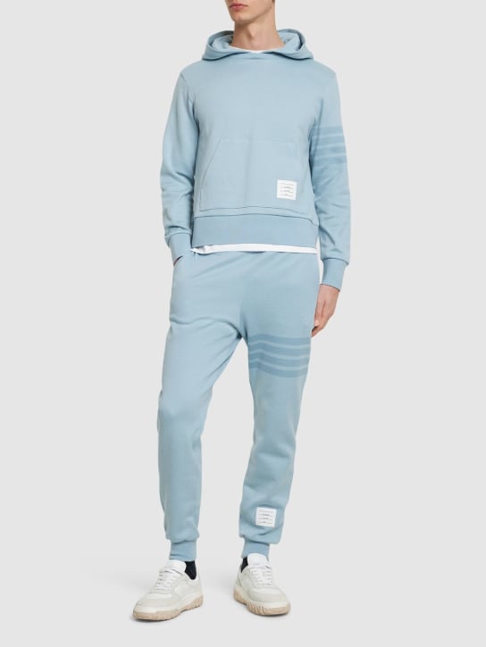 Thom Browne: Cotton hooded sweatshirt - Açık Mavi - men_1 | Luisa Via Roma