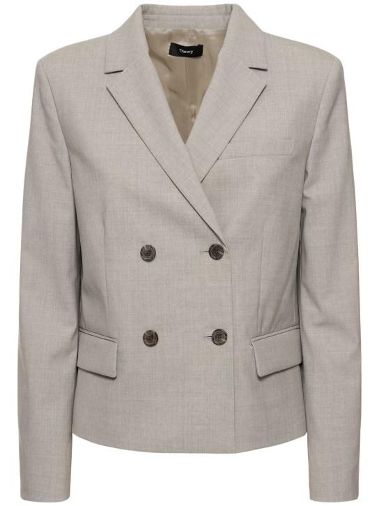 Theory: Double breasted wool jacket - Gri - women_0 | Luisa Via Roma