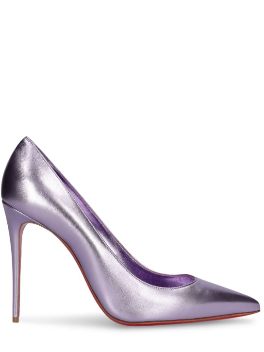 Christian Louboutin: Zapatos de tacón Kate de piel laminada 100mm - Púrpura Claro - women_0 | Luisa Via Roma