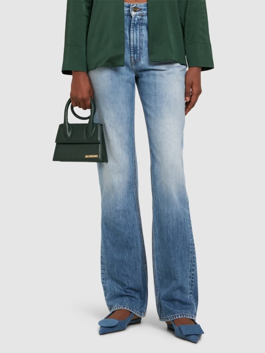 Jacquemus: Le Chiquito Noeud soft grain leather bag - Koyu Yeşil - women_1 | Luisa Via Roma