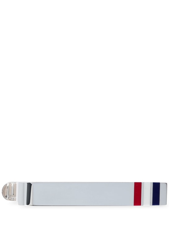 Thom Browne: Barre de cravate en argent à logo - Rwbwht - men_0 | Luisa Via Roma