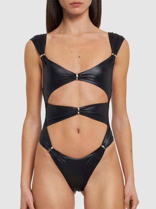 Dsquared2: Matte lycra cutout one piece swimsuit - Siyah - women_1 | Luisa Via Roma