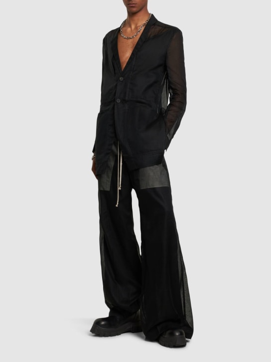 Rick Owens: Veste en coton à boutonnage simple Lido - Noir - men_1 | Luisa Via Roma