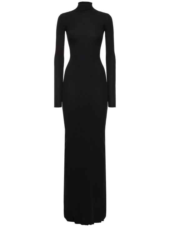 Balenciaga: Nylon blend cover dress - Siyah - women_0 | Luisa Via Roma