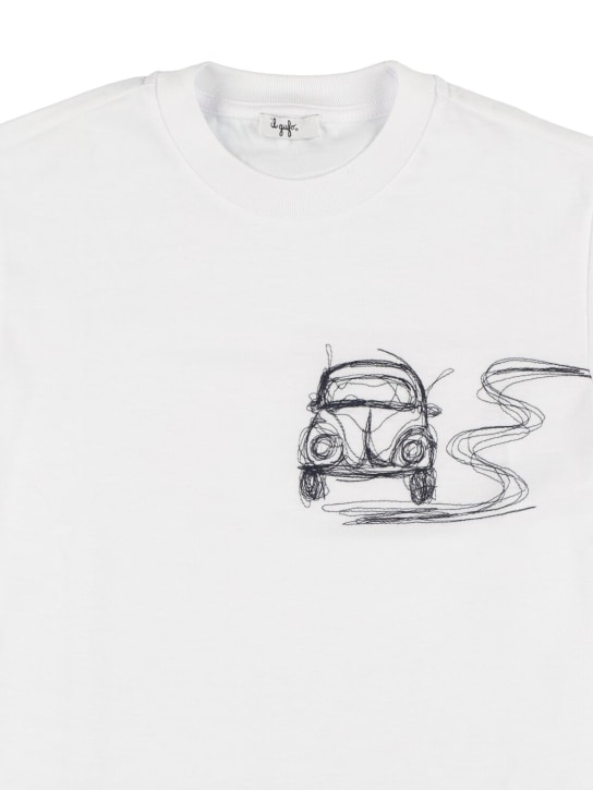 Il Gufo: Besticktes T-Shirt aus Baumwolljersey - Weiß/Schwarz - kids-boys_1 | Luisa Via Roma