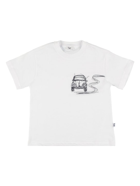 Il Gufo: Besticktes T-Shirt aus Baumwolljersey - Weiß/Schwarz - kids-boys_0 | Luisa Via Roma
