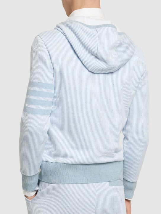 Thom Browne: Cotton & silk zip-up hoodie - men_2 | Luisa Via Roma