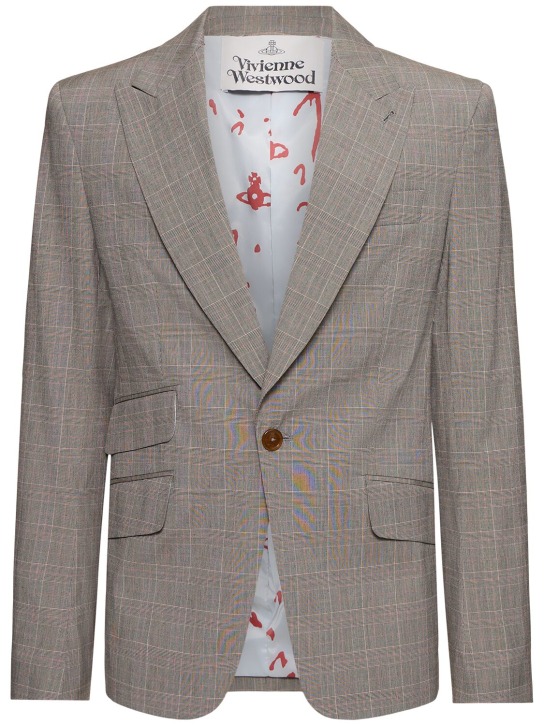 Vivienne Westwood: Prince of Wales cotton blazer - Grey - men_0 | Luisa Via Roma