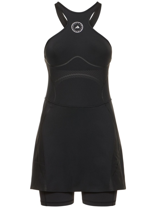 adidas By Stella McCartney: Running dress w/ shorts - Black - women_0 | Luisa Via Roma