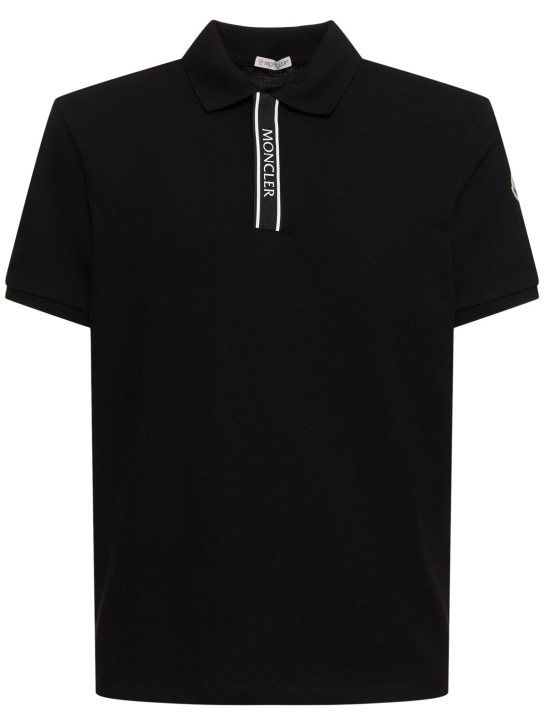 Moncler: Logo cotton polo shirt - men_0 | Luisa Via Roma
