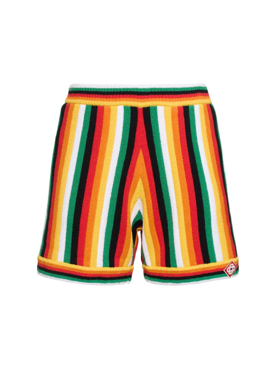Casablanca: Striped cotton & nylon toweling shorts - Multicolor - men_0 | Luisa Via Roma