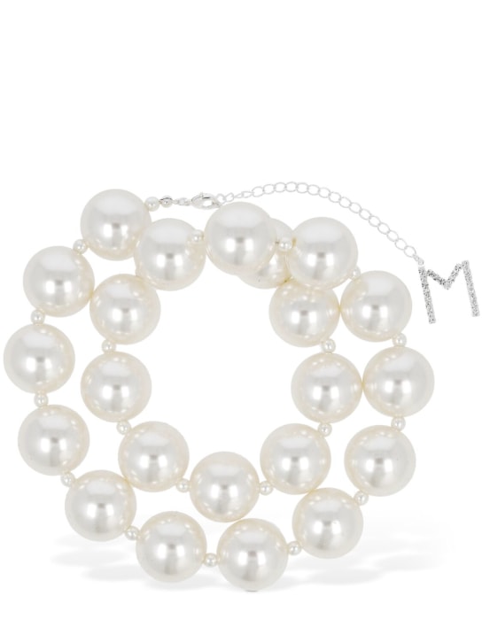 Magda Butrym: Faux pearl double wrap necklace - Beyaz - women_0 | Luisa Via Roma