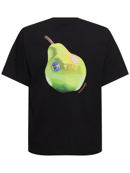 Burberry: Fruit printed cotton t-shirt - Black - men_0 | Luisa Via Roma