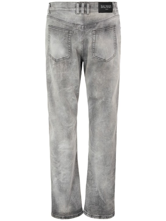 Balmain: Jeans regular fit de denim - 9fk Gris Clair - men_1 | Luisa Via Roma