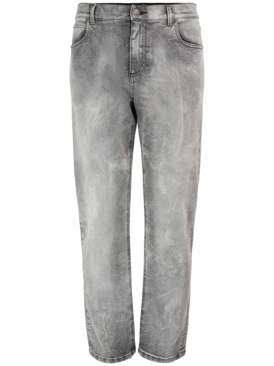 Balmain: Regular fit washed denim jeans - 9fk Gris Clair - men_0 | Luisa Via Roma