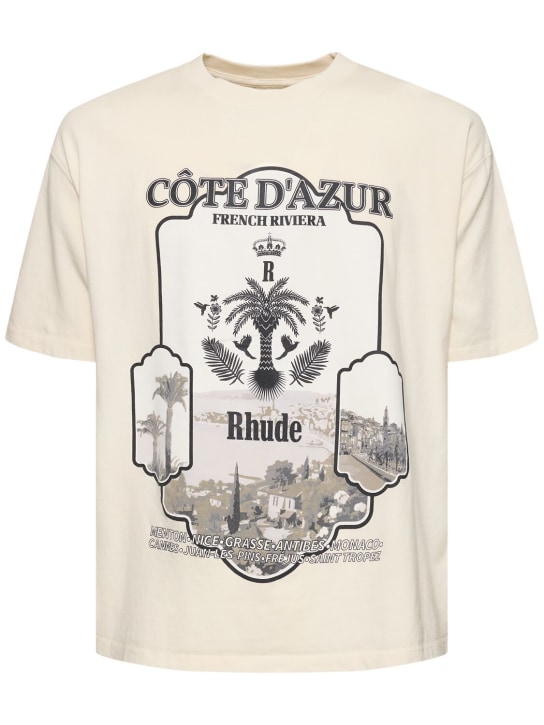 RHUDE: T-Shirt „Azur Mirror“ - Vintage White - men_0 | Luisa Via Roma