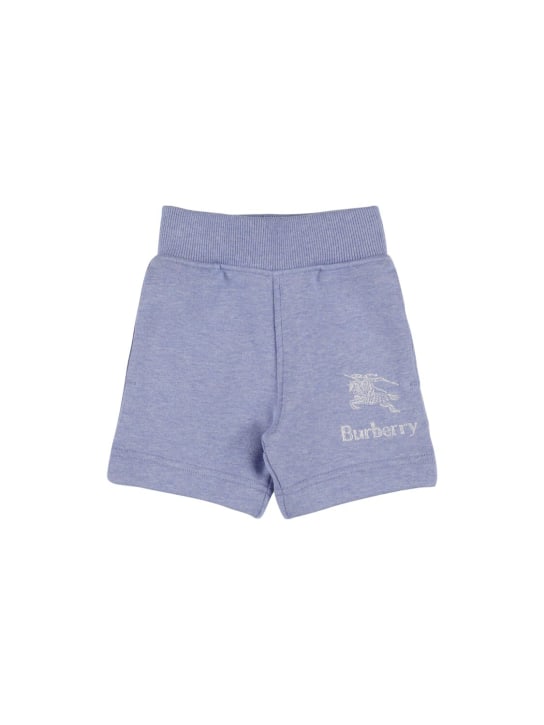 Burberry: Cotton logo high waisted shorts - Light Blue - kids-boys_0 | Luisa Via Roma