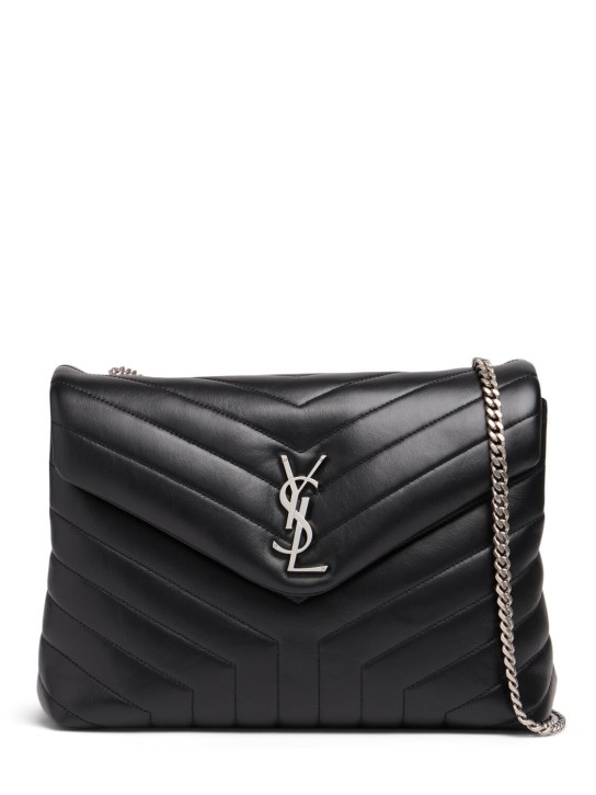 Saint Laurent: Medium Loulou Y-quilted leather bag - Black - women_0 | Luisa Via Roma