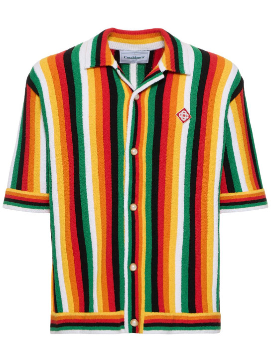 Casablanca: Camisa de algodón y nylon a rayas - Multicolor - men_0 | Luisa Via Roma