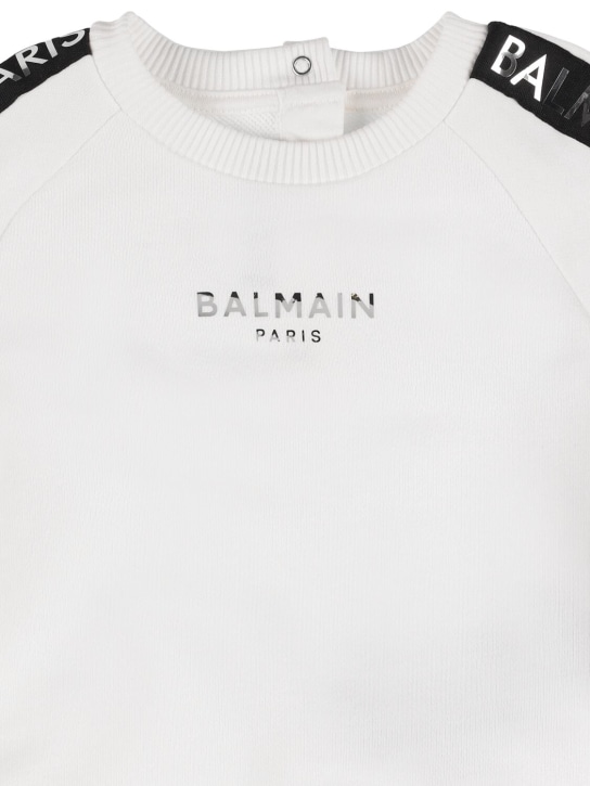 Balmain: Sweat-shirt en coton biologique - Blanc - kids-boys_1 | Luisa Via Roma