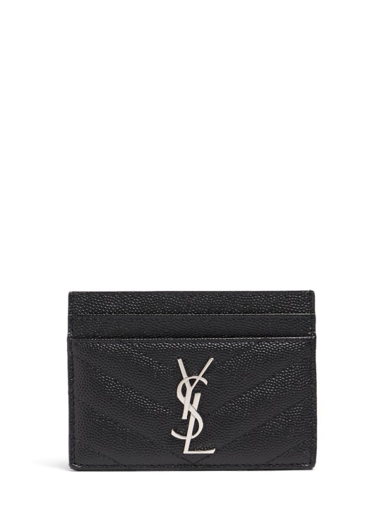 Saint Laurent: Quilted leather card holder - women_0 | Luisa Via Roma
