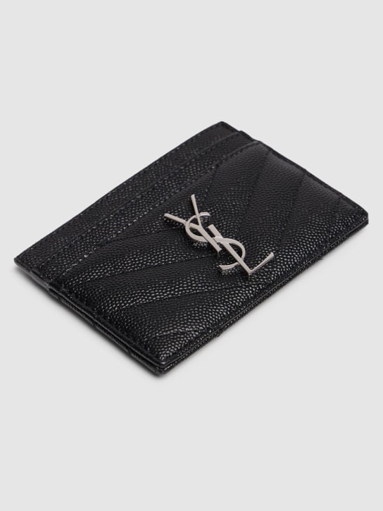 Saint Laurent: Quilted leather card holder - women_1 | Luisa Via Roma