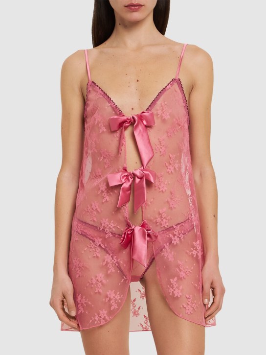 Fleur Du Mal:  Vestito camicia da notte Untie Me in pizzo - Pink Cadillac - women_1 | Luisa Via Roma