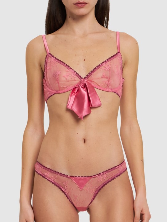 Fleur Du Mal: Untie Me lace triangle bra - Pink Cadillac - women_1 | Luisa Via Roma