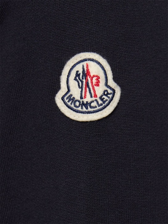 Moncler: Cotton fleece zip-up sweatshirt - 午夜蓝 - men_1 | Luisa Via Roma