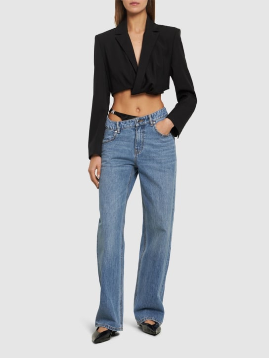 Alexander Wang: Asymmetrical waistband cotton jeans - Mavi - women_1 | Luisa Via Roma