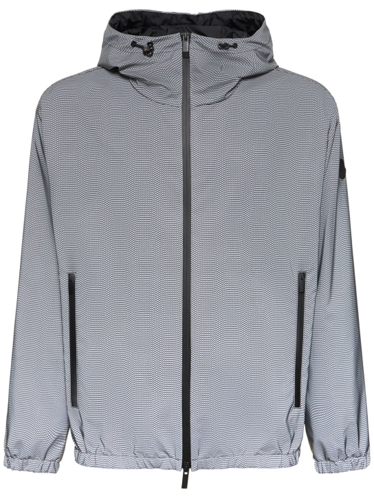 Moncler: Sautron fishnet print tech jacket - Dark Grey - men_0 | Luisa Via Roma