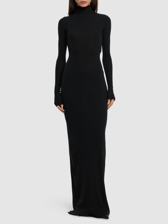 Balenciaga: Nylon blend cover dress - Black - women_1 | Luisa Via Roma