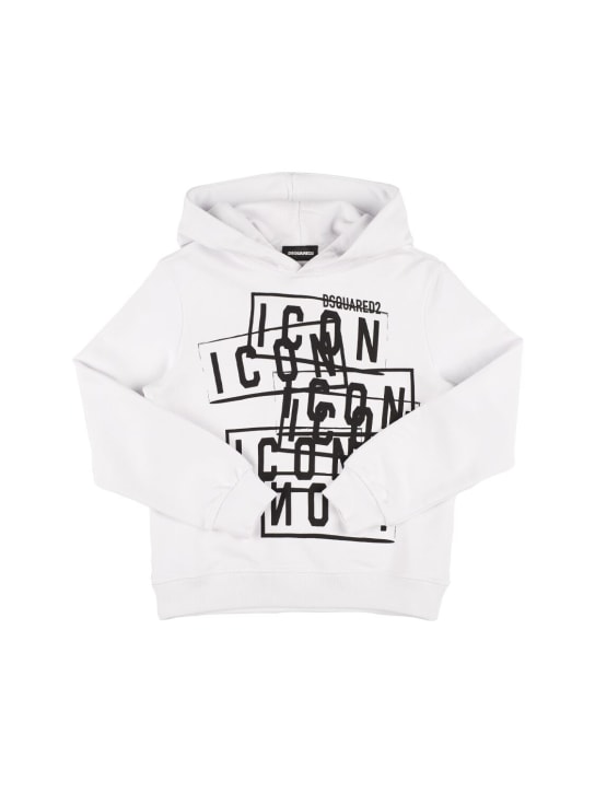 Dsquared2: Printed hooded sweatshirt - White - kids-boys_0 | Luisa Via Roma